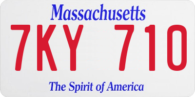 MA license plate 7KY710