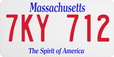 MA license plate 7KY712