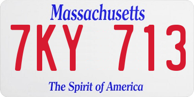 MA license plate 7KY713