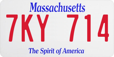 MA license plate 7KY714