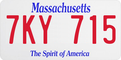 MA license plate 7KY715
