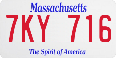 MA license plate 7KY716