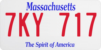 MA license plate 7KY717