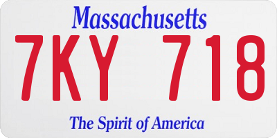 MA license plate 7KY718