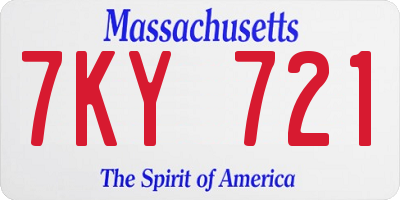 MA license plate 7KY721