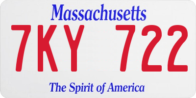 MA license plate 7KY722