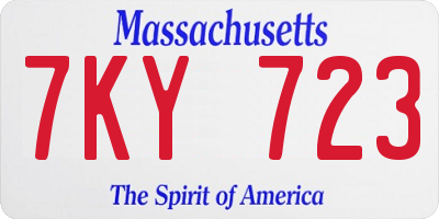 MA license plate 7KY723
