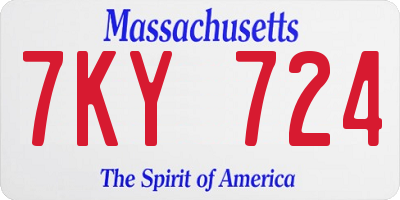 MA license plate 7KY724