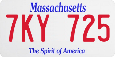 MA license plate 7KY725