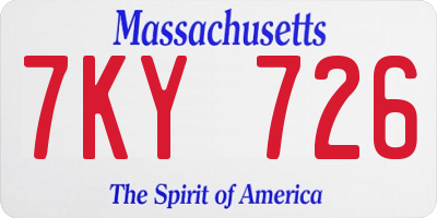 MA license plate 7KY726