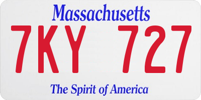 MA license plate 7KY727