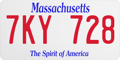 MA license plate 7KY728