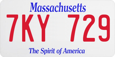 MA license plate 7KY729