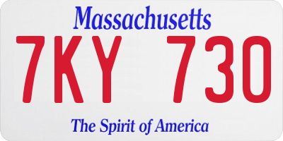 MA license plate 7KY730