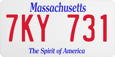 MA license plate 7KY731