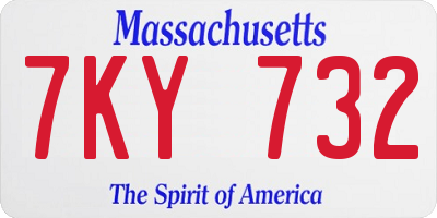 MA license plate 7KY732