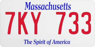 MA license plate 7KY733