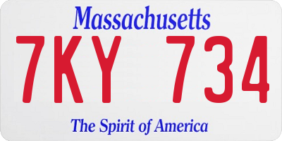 MA license plate 7KY734