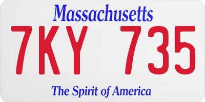 MA license plate 7KY735