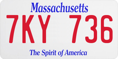MA license plate 7KY736