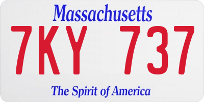 MA license plate 7KY737