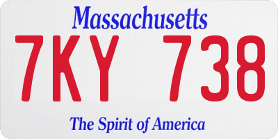 MA license plate 7KY738