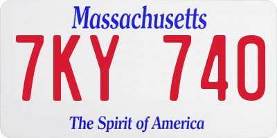 MA license plate 7KY740