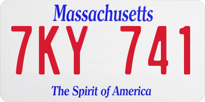 MA license plate 7KY741