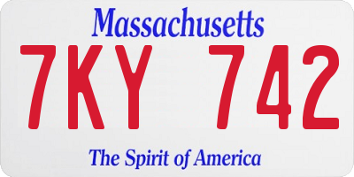 MA license plate 7KY742
