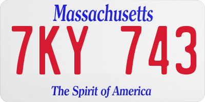 MA license plate 7KY743