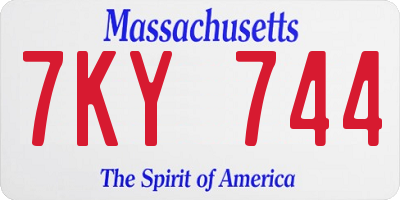MA license plate 7KY744