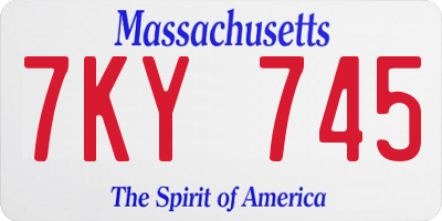 MA license plate 7KY745