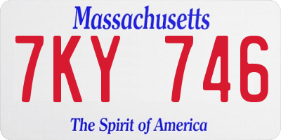 MA license plate 7KY746