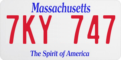 MA license plate 7KY747