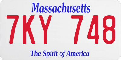 MA license plate 7KY748