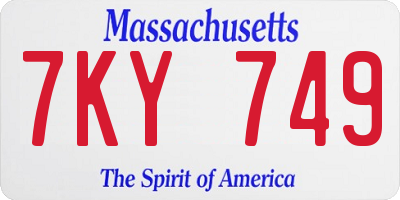 MA license plate 7KY749