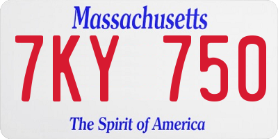 MA license plate 7KY750
