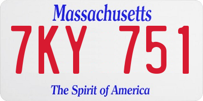 MA license plate 7KY751