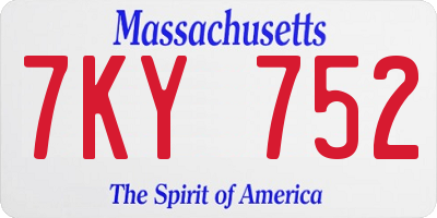 MA license plate 7KY752