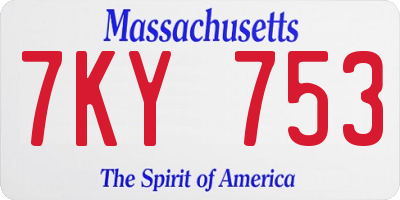 MA license plate 7KY753