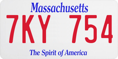 MA license plate 7KY754