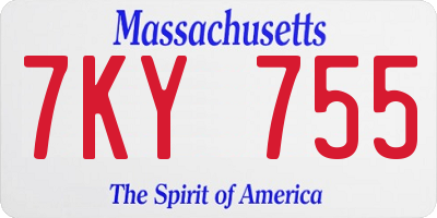 MA license plate 7KY755