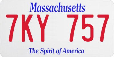MA license plate 7KY757