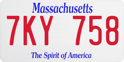 MA license plate 7KY758