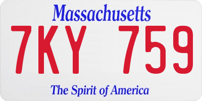 MA license plate 7KY759