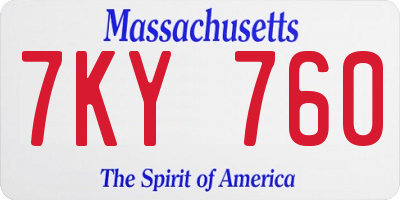 MA license plate 7KY760