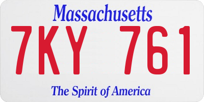 MA license plate 7KY761