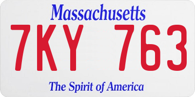 MA license plate 7KY763