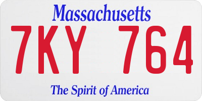 MA license plate 7KY764