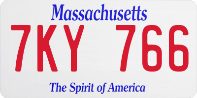 MA license plate 7KY766